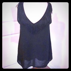 Express fringe neck top